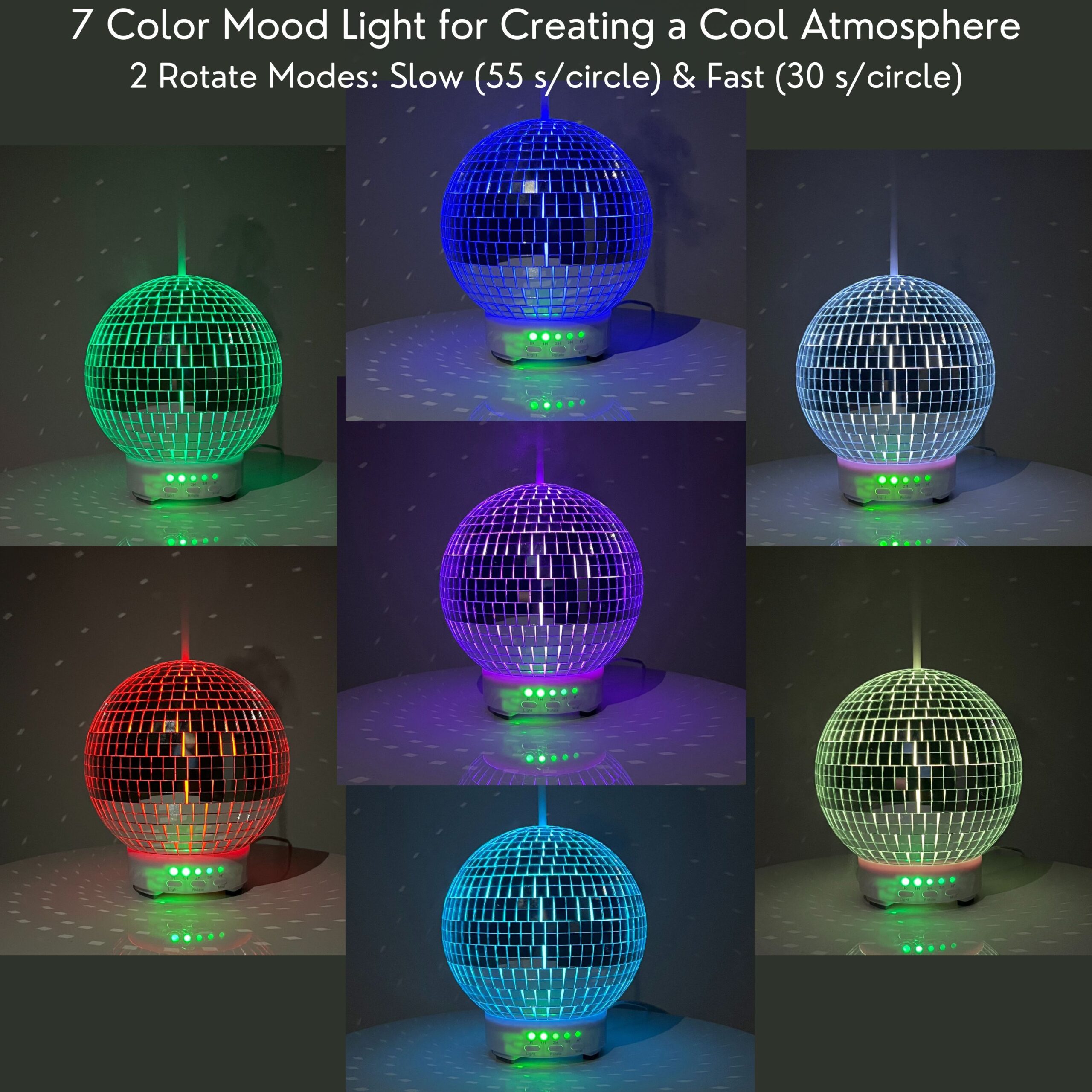 Rotating Disco Ball Diffuser, 360 Rotatable Mosaic Essential Oil Diffuser, Disco  Ball Ultrasonic Humidifier With 7 Led Light Colors
